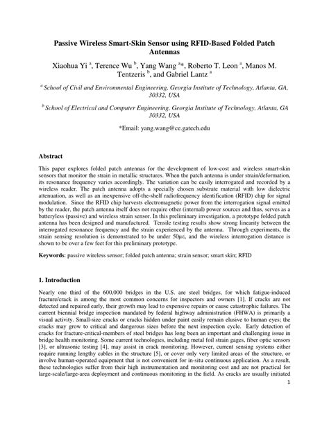 passive wireless smart-skin sensor using rfid-based folded patch antennas|Passive wireless smart.